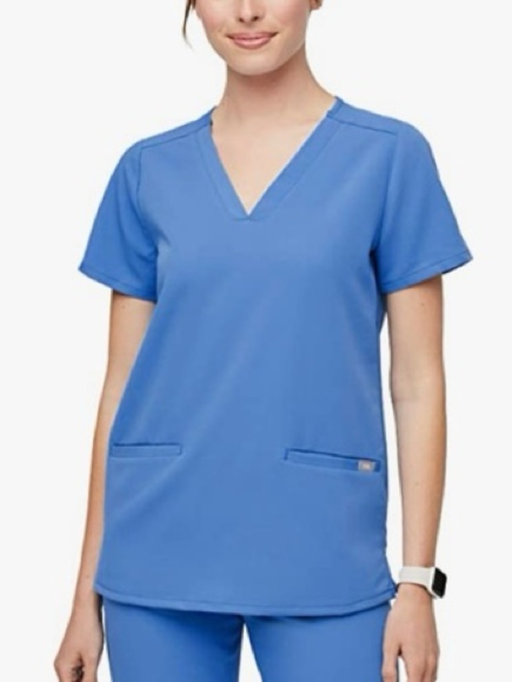 FIGS Casma Scrub Top Technical Collection Short Sleeve V-Neck in Blue